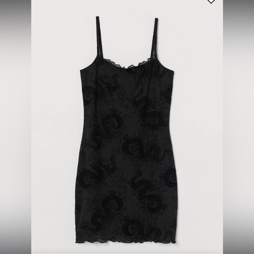 Elegant Black dragon print body con dress